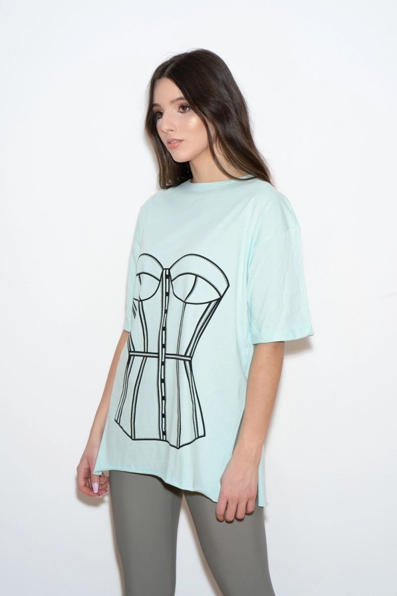 TRICOU MENTA CU PRINT CORSET 1