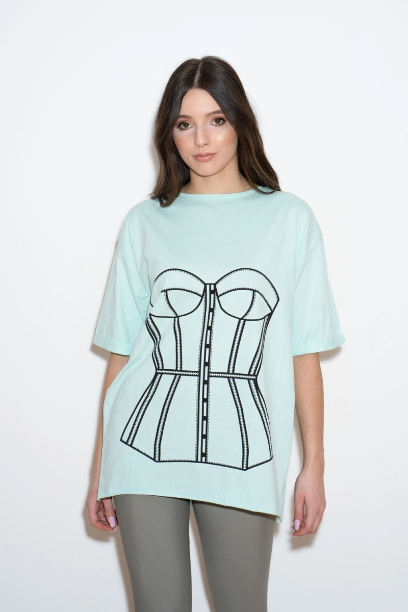 TRICOU MENTA CU PRINT CORSET 2